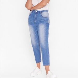 Nasty Gal High Rise Mom Jeans Two Tone Blue Plus Size 20